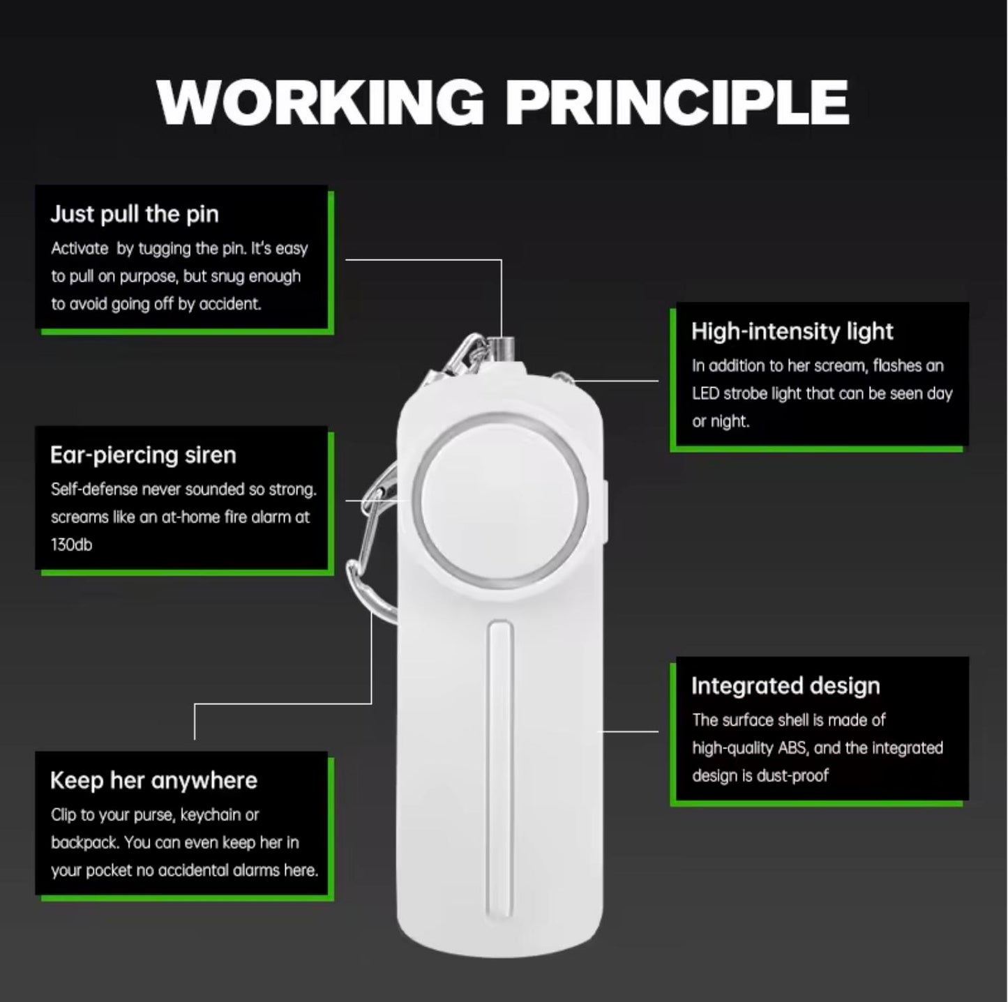 Personal Safety Alarm Keychain and Flashlight