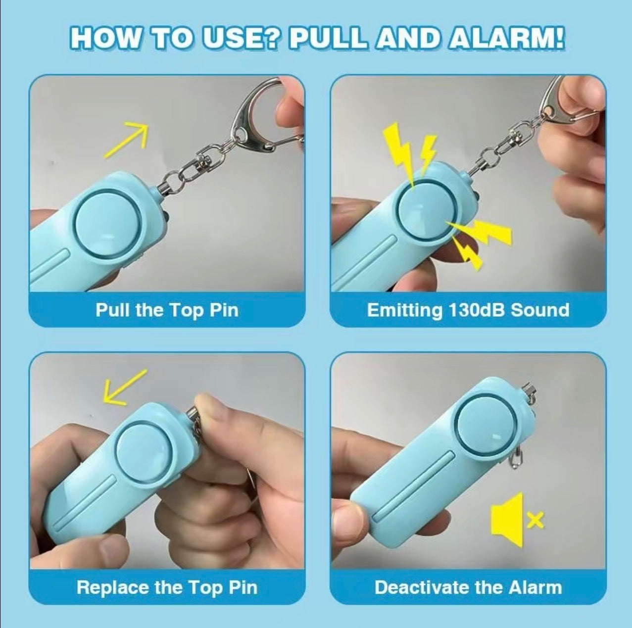 Personal Safety Alarm Keychain and Flashlight