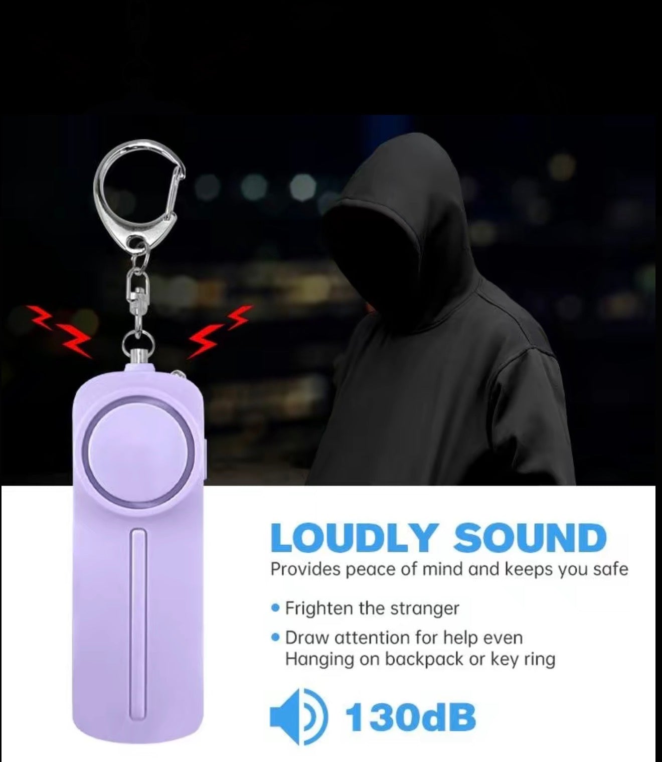 Personal Safety Alarm Keychain and Flashlight
