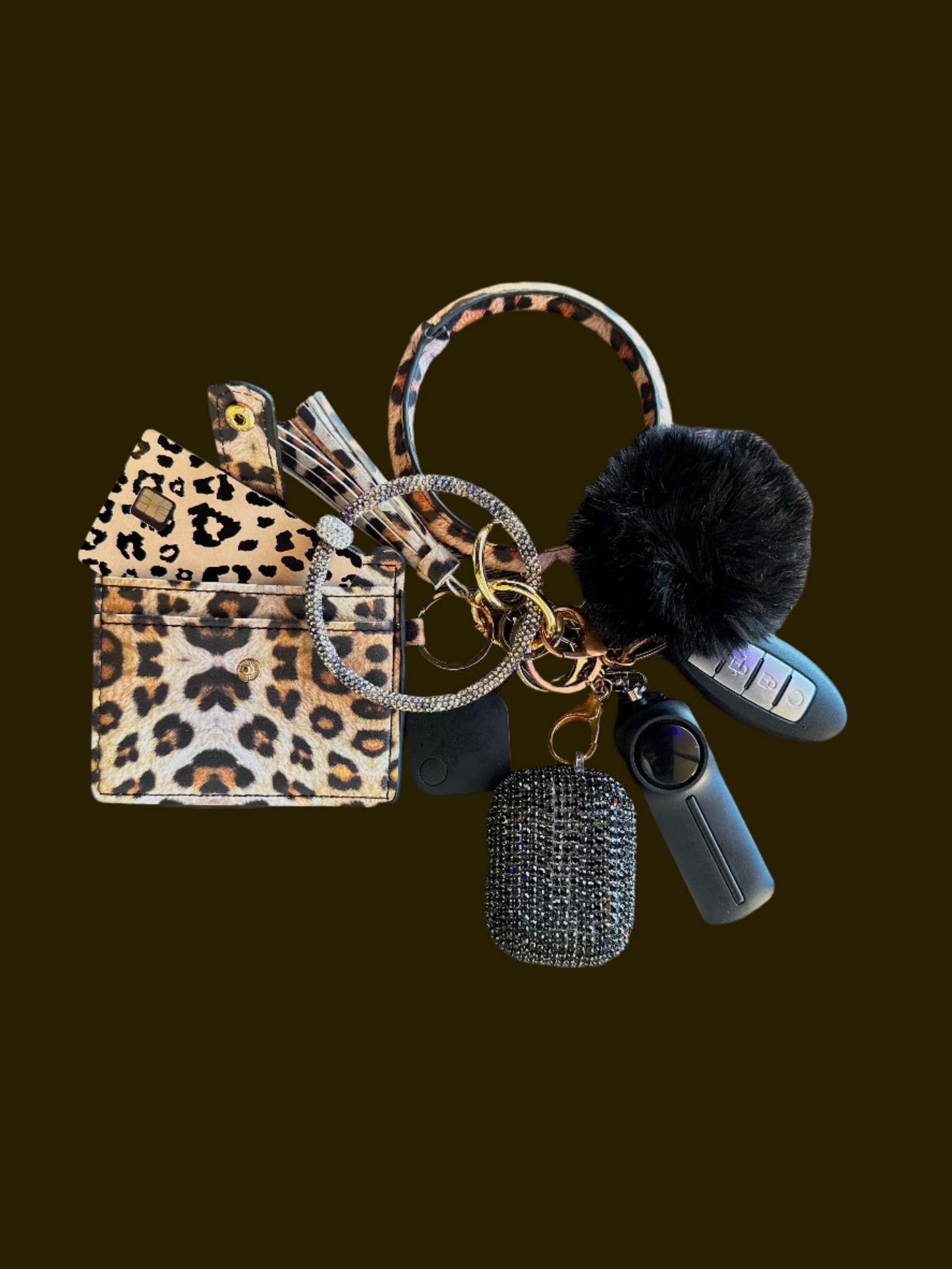 Exclusive Cheetah Bling Keychain Set – FREE Matching Card Holder Inside!
