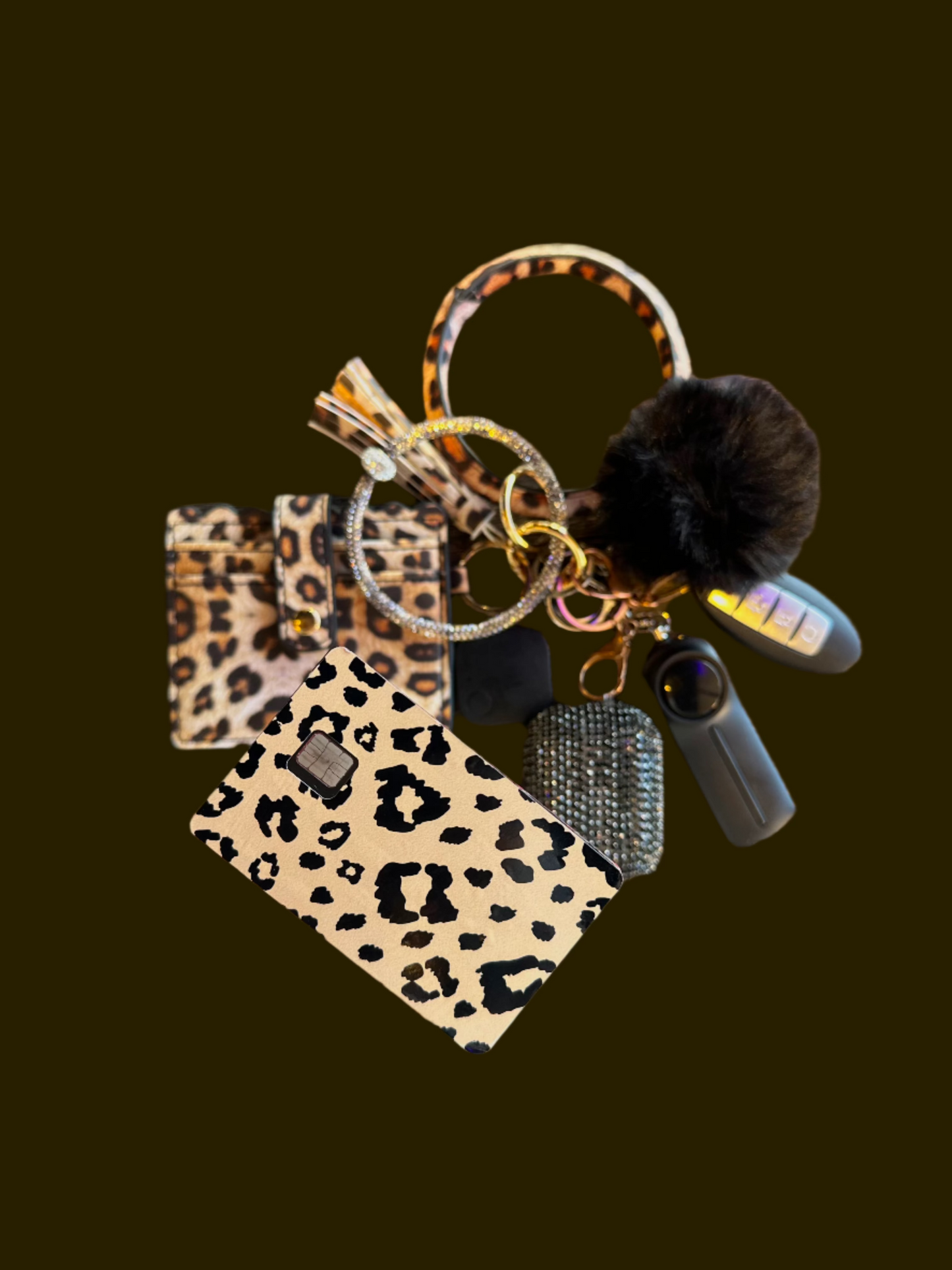 Exclusive Cheetah Bling Keychain Set – FREE Matching Card Holder Inside!